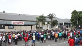 Protest outside the Toyota factory in Kwa-Zulu Natal province.