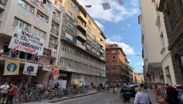 Students formed a massive human chain in Budapest on Sunday in defense of the autonomy of SZFE