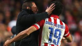 Diego Costa and Diego Simeone of Atletico Madrid