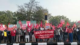 State unit of CITU carried out a march to Delhi Secretariat. Image clicked by Sumedha Pal