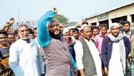 Kharupetia farmers at the protest against health minister Himanta Biswa Sarma’s comments. 