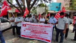 Workers holding protest near the industrial park (Courtesy: tnlabour.in)  