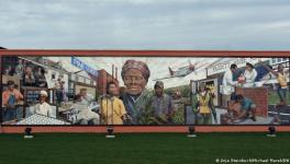 Michael Rosato's mural 'Reflections on Pine' is centered around Harriet Tubman