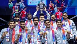 Indian badminton team players win Thomas Cup in Bangkok