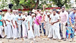  Protest breaking coconuts in Madurai on Aug 5. Image courtesy: Theekkathir