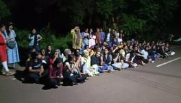 Students protesting in front of the hostel against the curfew order on November 16 (Courtesy: news9live) 