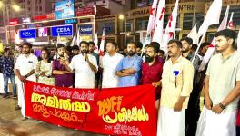 DYFI Kerala state secretary V K Sanoj addressing a protest condemning Amit Shah, organised by Ernakulam Block Committee