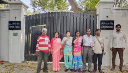 A delegation of workers outside Union Minister Giriraj Singh's house. Source: NREGA Sangharsh Morcha