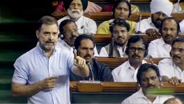 Congress MP Rahul Gandhi speaks on the Motion of No-Confidence in the Lok Sabha during the Monsoon session of Parliament, in New Delhi, Wednesday, Aug. 9, 2023.