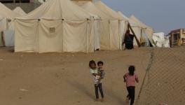 Displaced families in Rafah (Photo via Wafa News Agency/X)