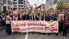 Peter Mertens marches in solidarity with Palestine in Brussels (Photo: Peter Mertens MP/X)