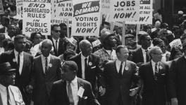 March on Washington for Jobs and Freedom - August 28, 1963. Civil Rights March on Washington, D.C. [Roy Wilkins, Executive Secretary of the National Association for the Advancement of Colored People; A. Philip Randolph, Brotherhood of Sleeping Car Porters, American Federation of Labor (AFL), and a former vice president of the American Federation of Labor and Congress of Industrial Organizations (AFL-CIO); Walter P. Reuther, President, United Auto Workers Union; and Arnold Aronson, Secretary of the Leadershi