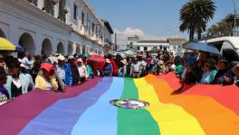 Members of CONAIE march in Latacunga on November 15, 2024. Photo: CONAIE