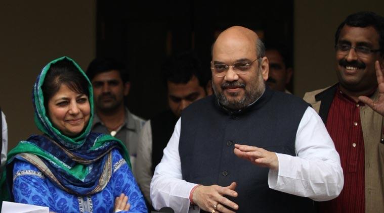 Mehbooba Mufti with Amit Shah