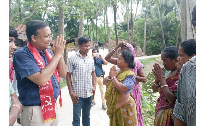 Before the assault, Dr Fuad Halim campaigning in an adjacent village on Tuesday