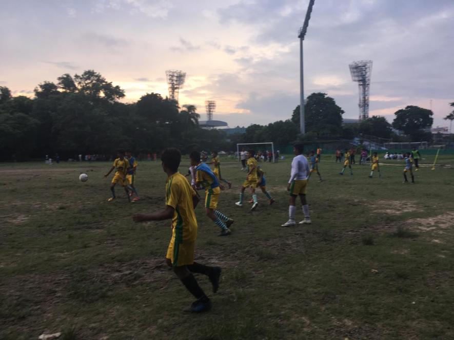 Kids training football in Kolkata