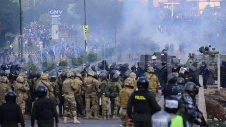 Security forces fired live bullets at protesters in Sacaba, Cochabamba.