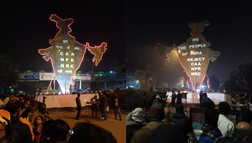 Huge Map of India in Shaheen Bagh