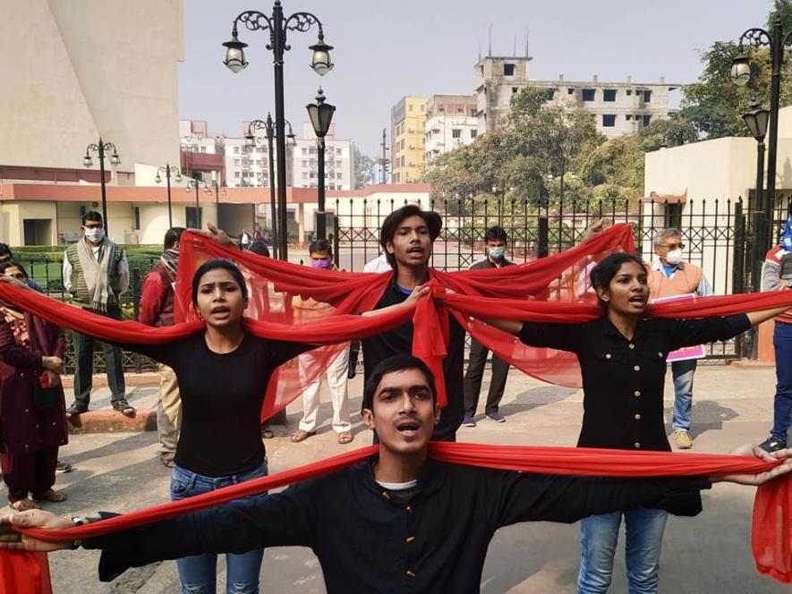 A cultural protest at Durgapur during their walk on Wednesday.