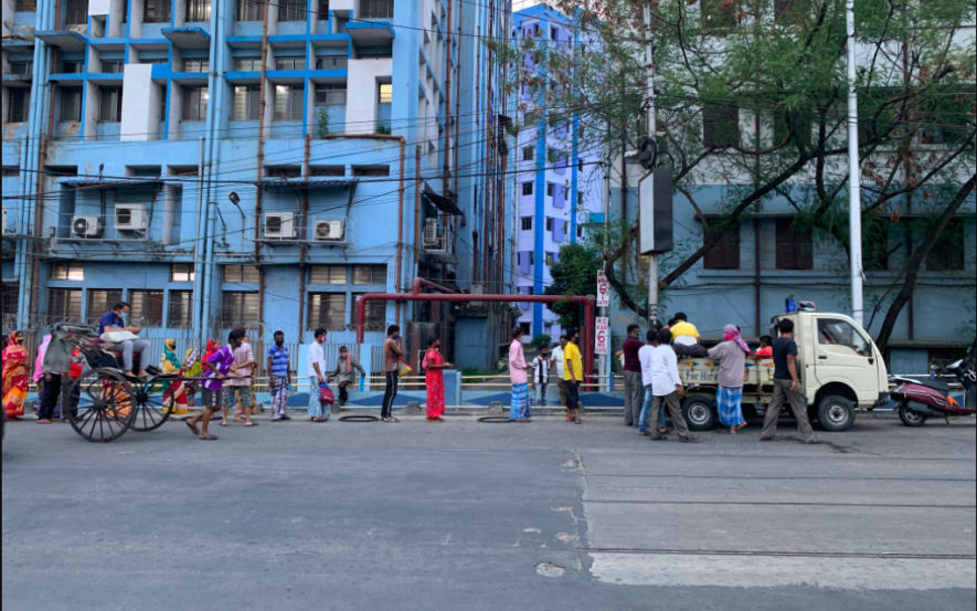 Food being provided near R. G. Kar Medical College & Hospital during Covid-19 