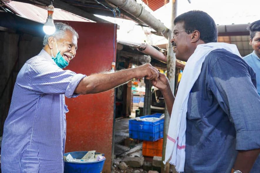 PP Chitharanjan meeting his voters in Alappuzha constituency 