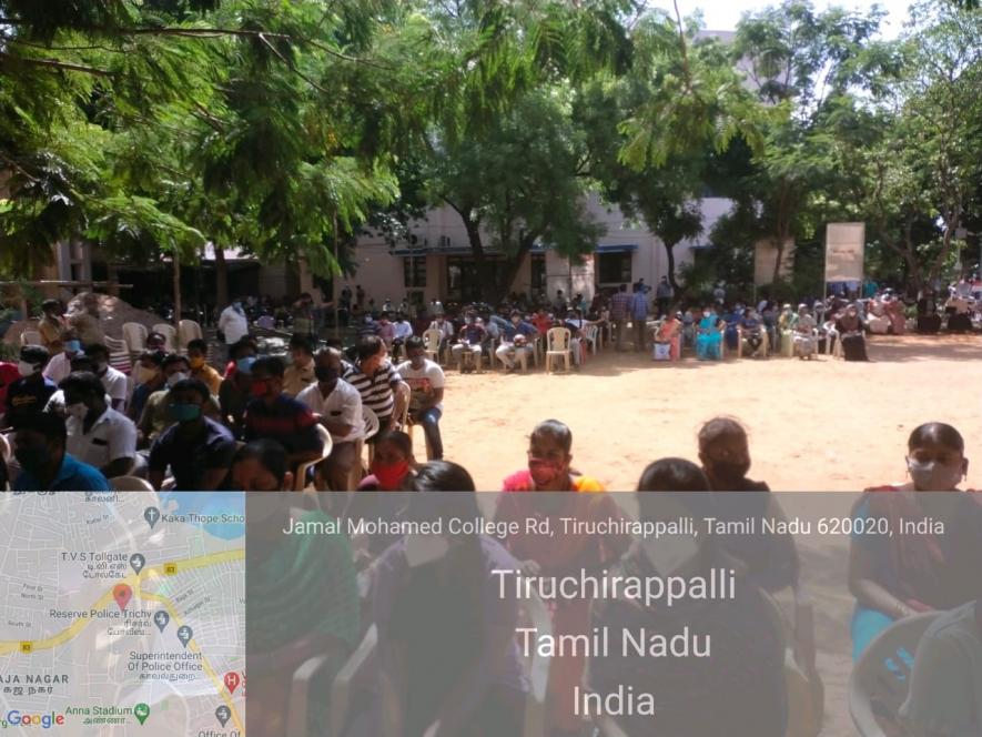 People waiting for COVID-19 vaccine in Trichy