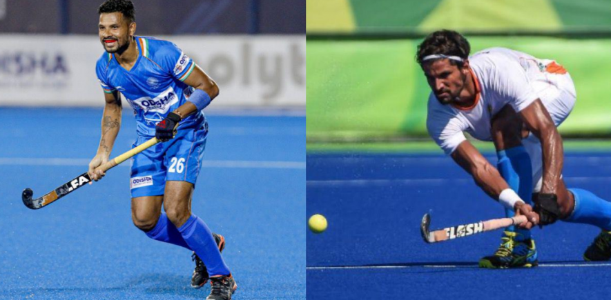 Former India hockey players Birendra Lakra and Rupinder Pal Singh