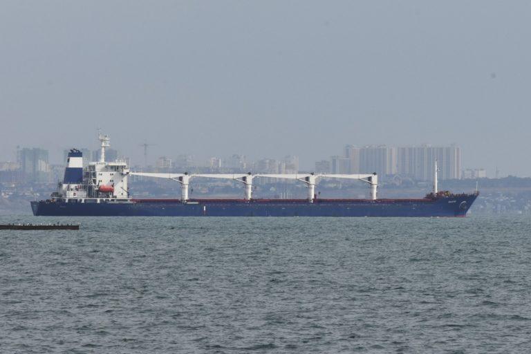 Cargo ship Razoni carrying 26000 tonnes of maize sailing from Odessa Port toward Bosphorus, Aug 1, 2022 