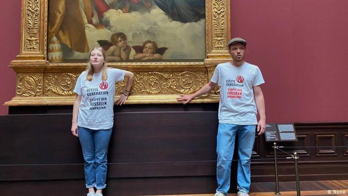 German activists from climate group Letzte Generation are also embracing art action, having affixed themselves to Raphael's iconic "Sistine Madonna" in Dresden this week