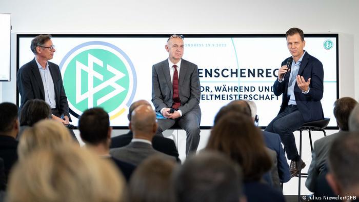 DFB President Bernd Neuendorf (second from left) and national teams director Oliver Bierhoff were among the speakers