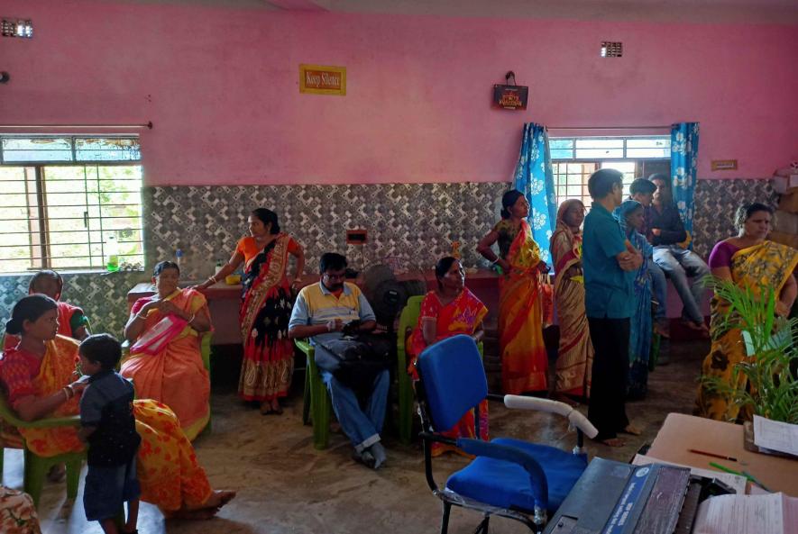 Women of the group at the office of Bharat finance inclusion limited at Bankura Shyamdaspur