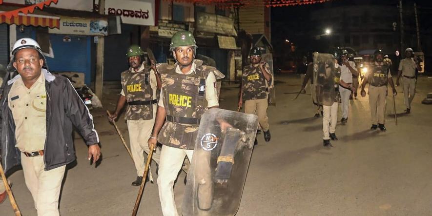 Security forces in Hubballi after the incident in the early hours of April 17.