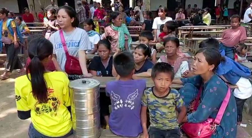 People of violence-hit area of Manipur at a relief camp setup by Assam Government in Cachar district of Assam. Photo PTI