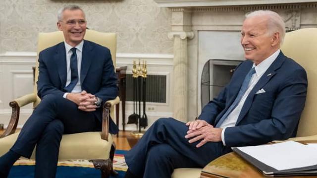 The US President Joe Biden (R) met NATO Secretary-General Jens Stoltenberg at the White House, Washington, June 13, 2023