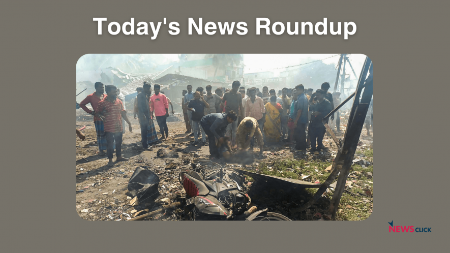 A rescue operation being conducted after an explosion at a firecracker unit in which at least eight people were killed and several injured, in Krishnagiri district, Saturday, July 29, 2023. 