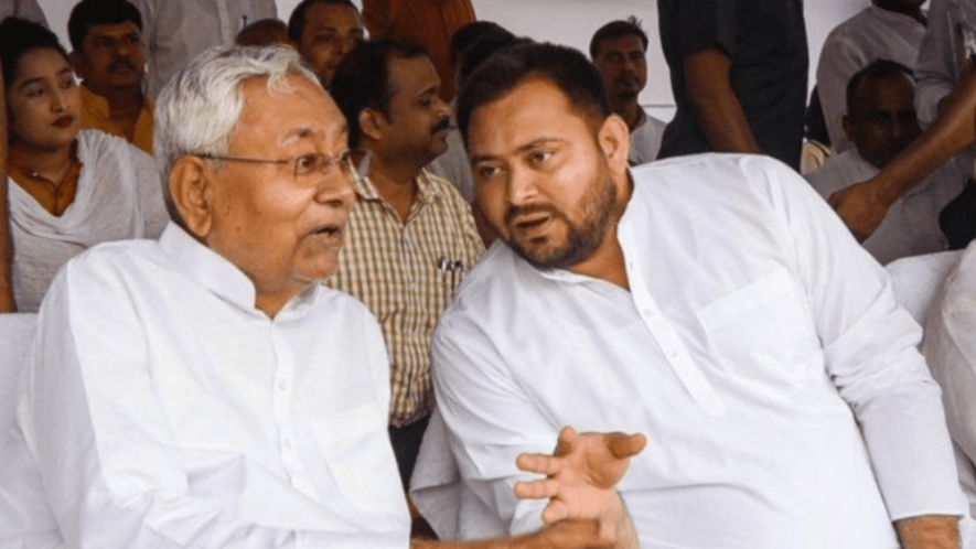 Bihar Chief Minister Nitish Kumar with Deputy CM Tejashwi Yadav