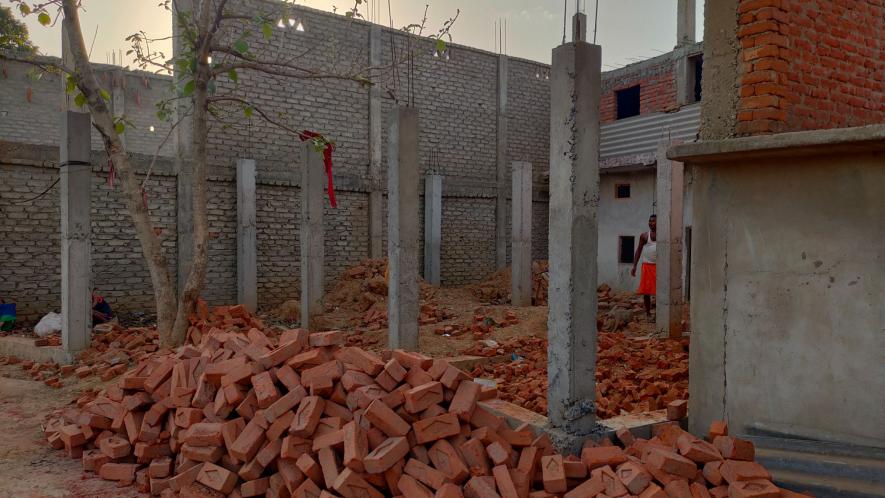 The under-construction home of Brij Mohan, a resident of Kursa village. His home is to be   acquired under the railway project. [Photo- Kashif Kakvi]