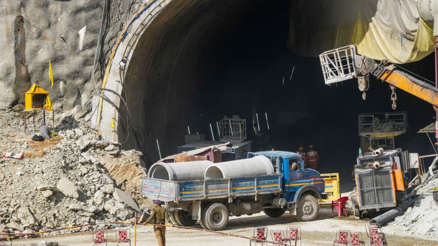 Rescue operation underway to extract 41 workers trapped inside the collapsed Silkyara Tunnel, in Uttarkashi district, Sunday, Nov. 26, 2023.