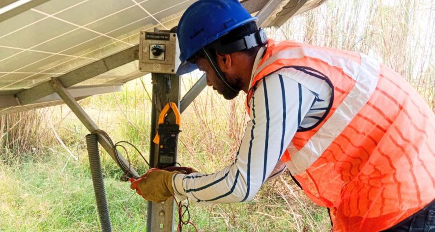 Husk's mini grid, based in Kia, has about 40 customers. The service engineer is Sonu Kumar Rai (Photo - Rahul Singh, 101Reporters).