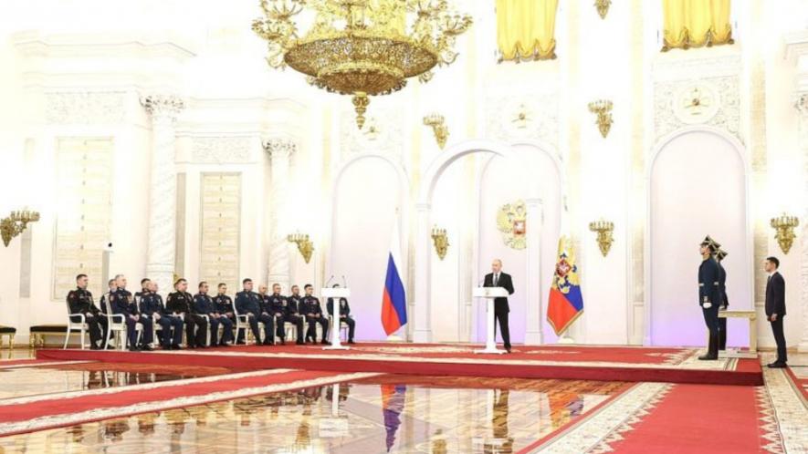 The ceremony marking presentation of Gold Star medals to Heroes of Russia, St George Hall, Kremlin, Moscow, December 8, 2023 