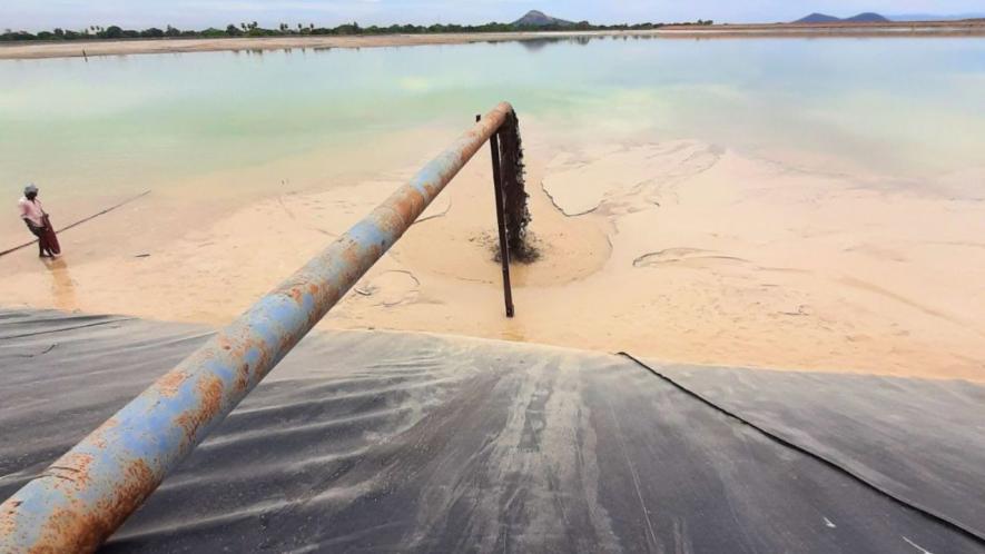 Ash slurry dumped in Tilia's ash ponds (Photo - Krishnanshu Panda, 101Reporters)