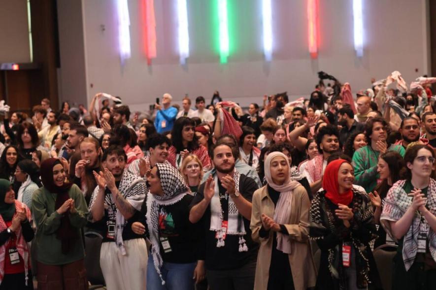 Attendees chant at People’s Conference for Palestine (Photo: Palestinian Youth Movement)