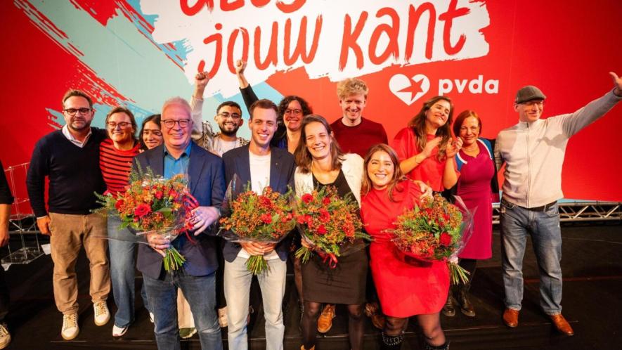 PVDA Antwerp candidates during election night. Source: PTB-PVDA/Facebook